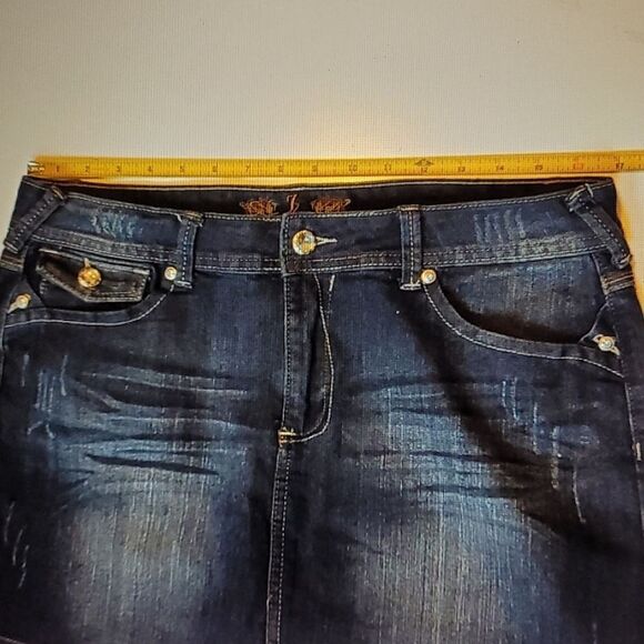 13 IZ PREMIUM DENIM whisker wash BLUE JEAN MINI SKIRT JUNIOR - Picture 5 of 8